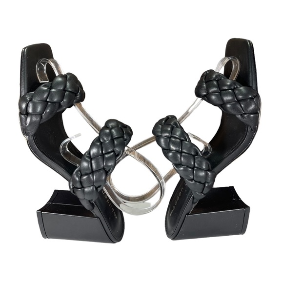 Madden Girl Black Leather Strappy Block Heel Slip Ons Womens Size 6.5 - Picture 12 of 14